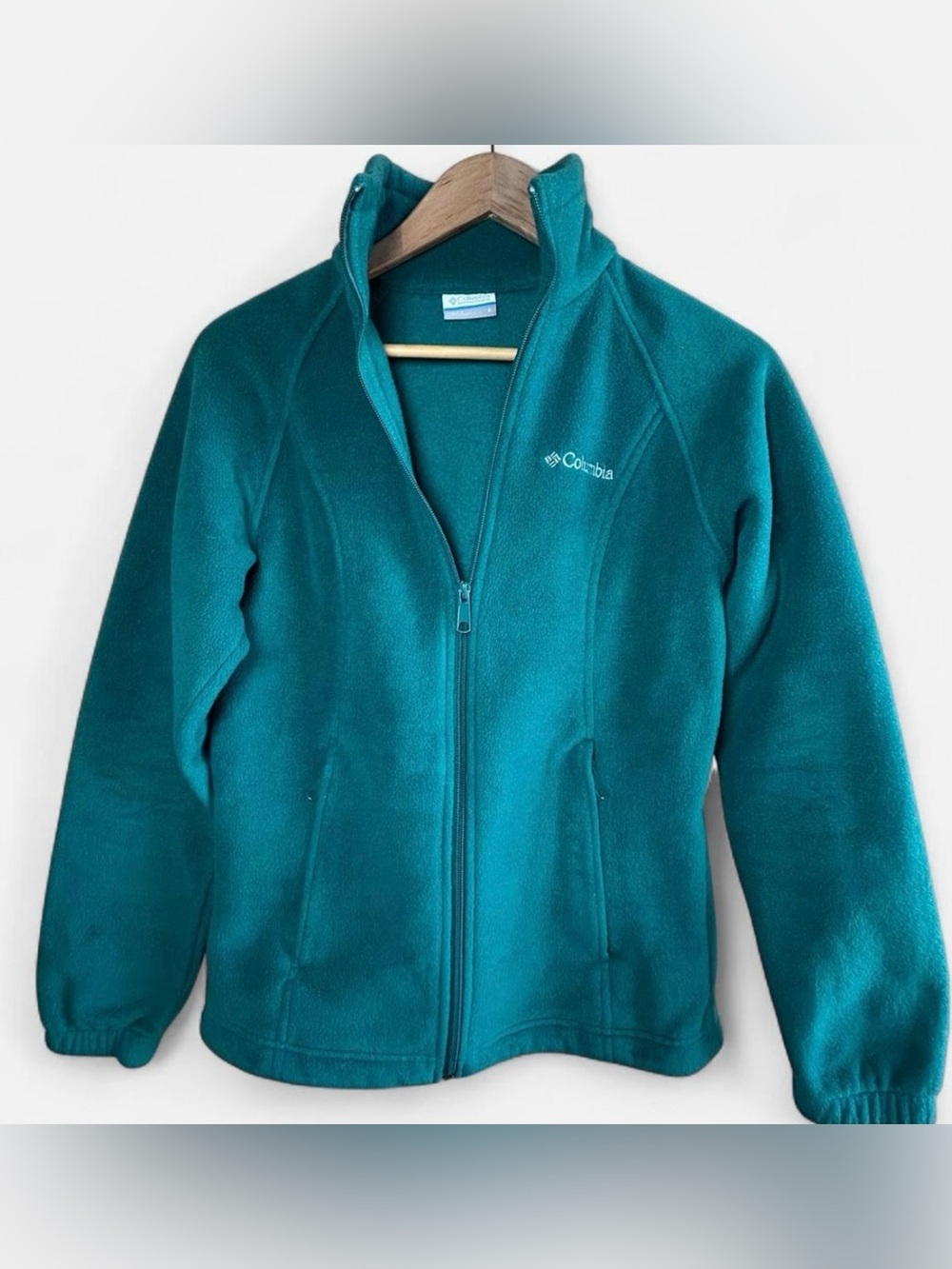 Columbia Women's Fleece Zip Full Jacket Jade Teal Green Gorpcore Hiking